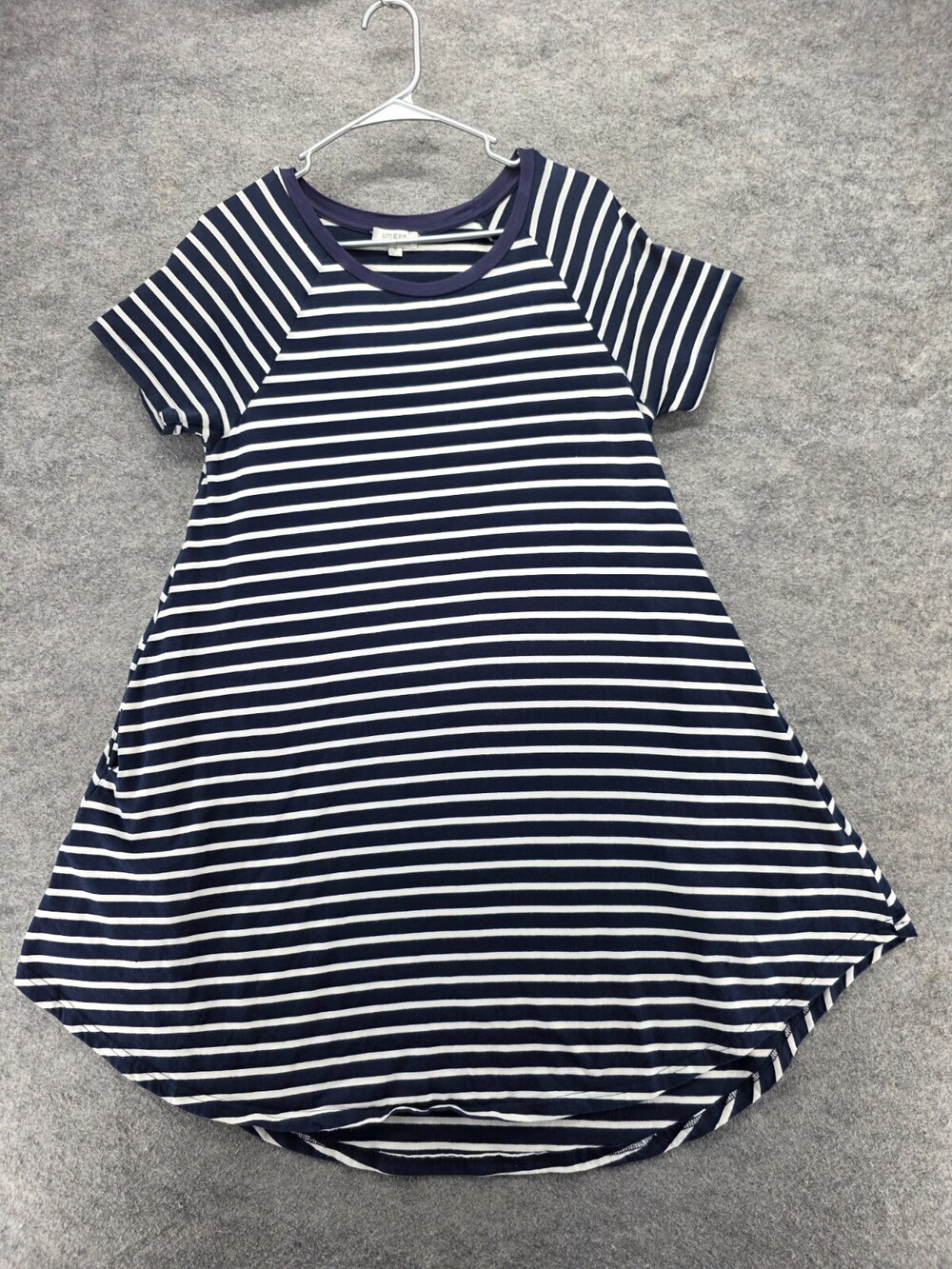 Umgee Dress Womens Medium Short Sleeve Blue Striped A Line Pockets